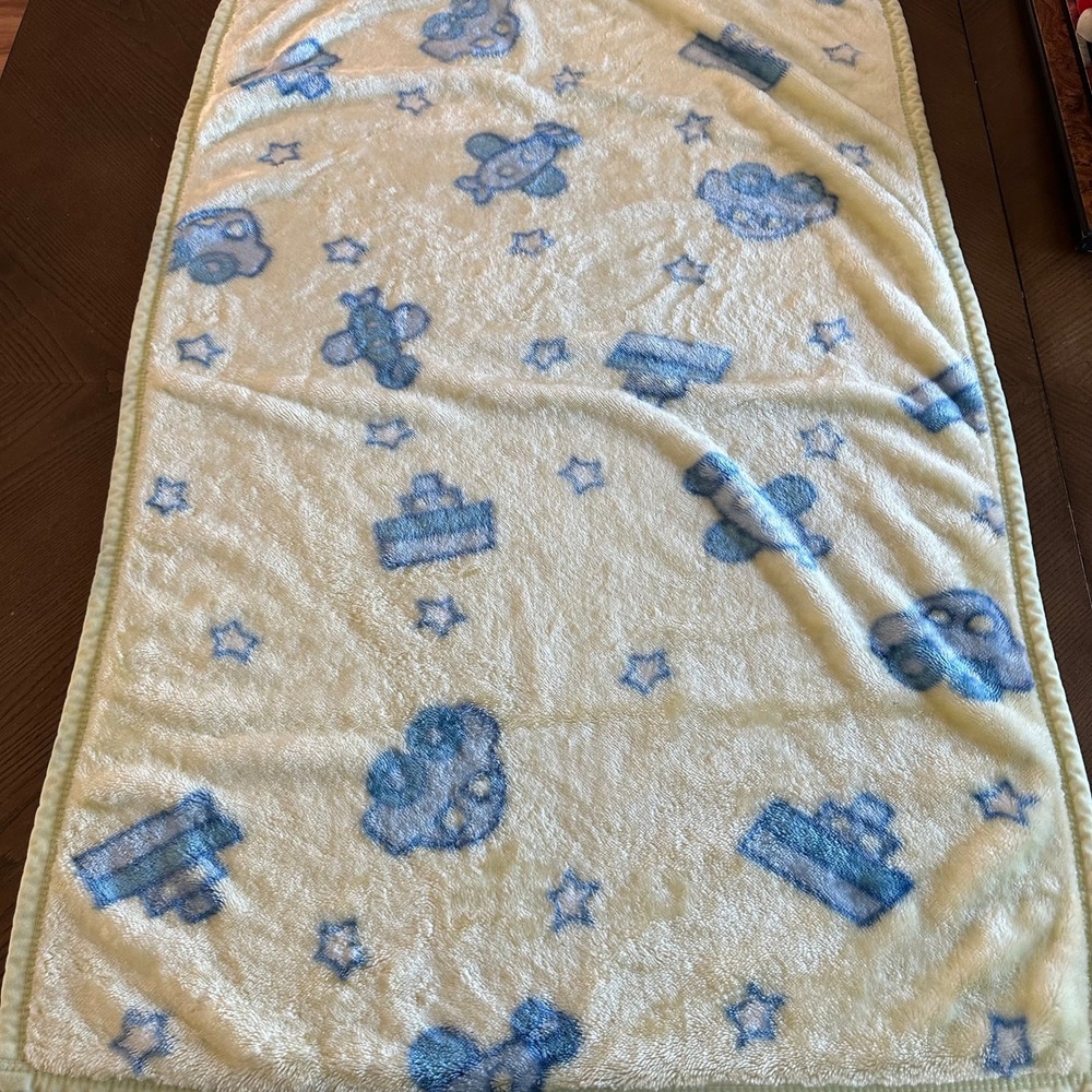 Especially For Baby Toys R Us Plush Blanket 2002 Yellow Blue Car Boat Plane Star